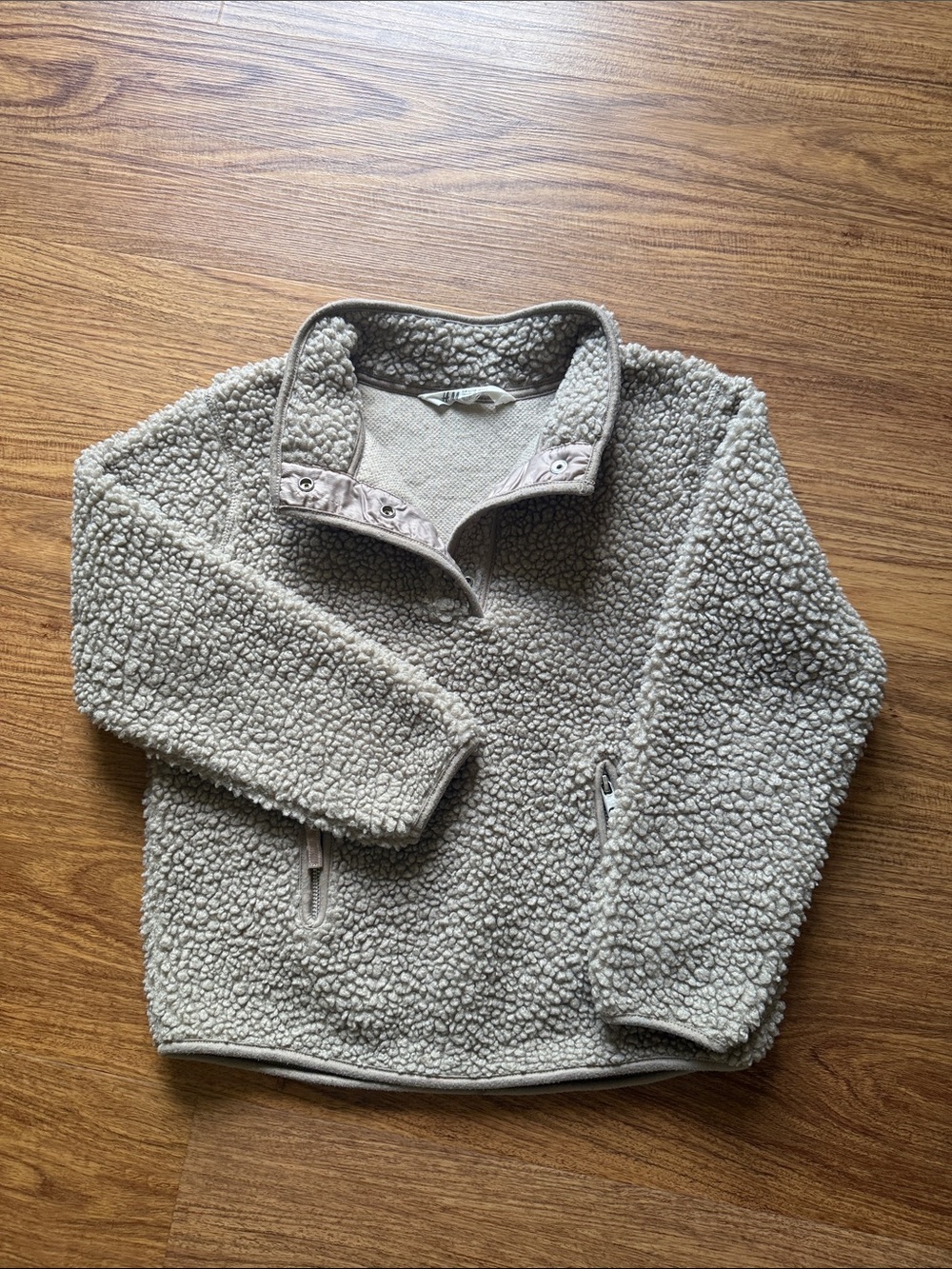 H&M Kids Sherpa Half-Zip Pullover - Beige